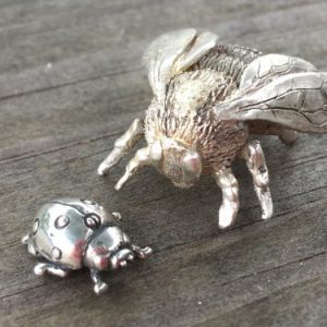 (unpolished) Queen Bumblebee Ornament and ladybird