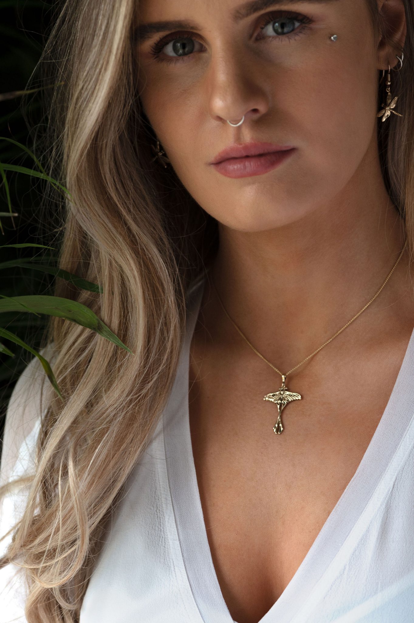 Madagascan Moon Moth Pendant 9ct Gold MLR - Emma Keating Jewellery