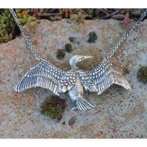 Sterling-Silver-Cormorant-Sea-Bird-Pendant-Necklace-by-Emma-Keating-Jewellery